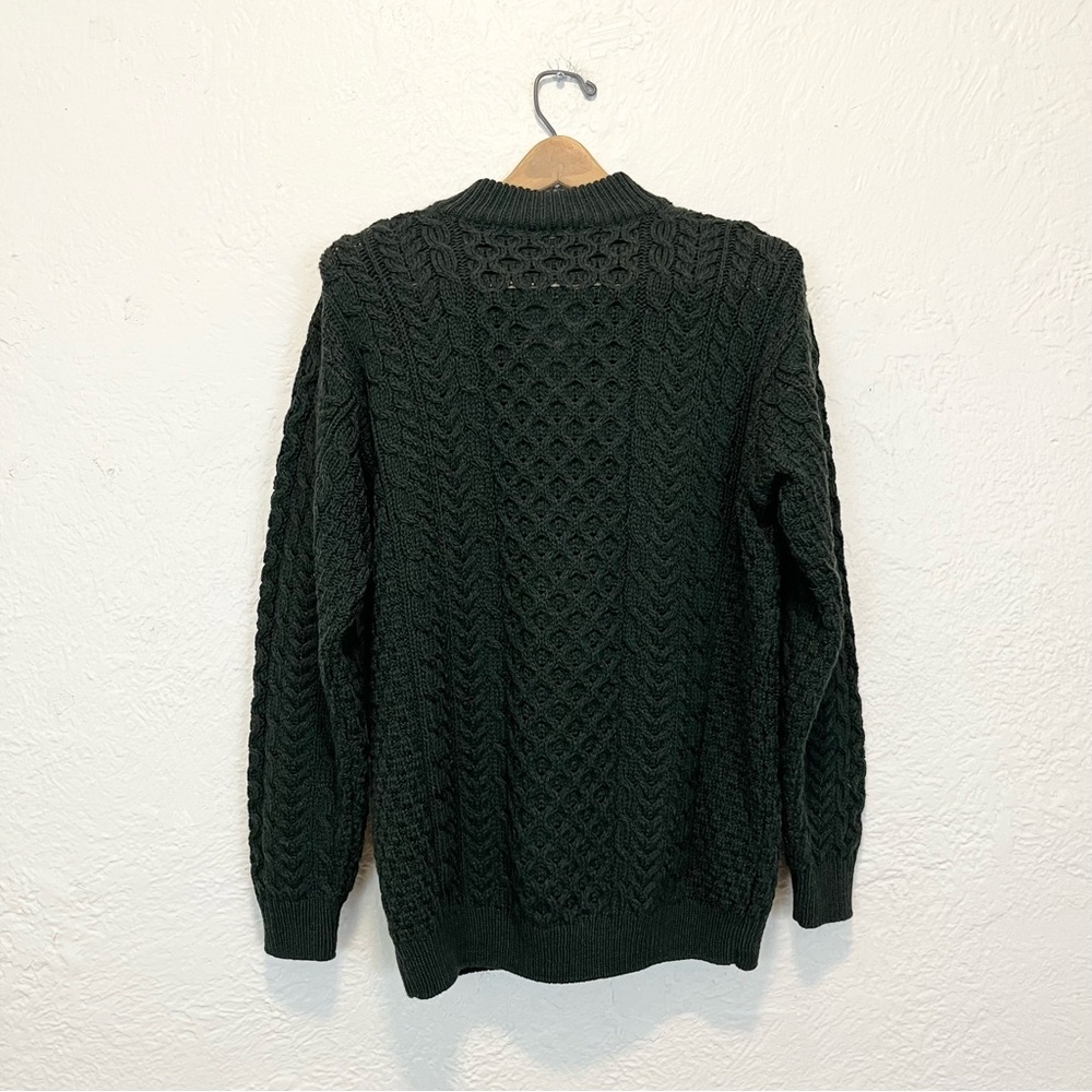 Walker Hawkes Sweater Green Wool Cable Knit Quarter Zip Ireland Jumper Medium M - Picture 7 of 7